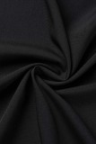 Svarta Casual Patchwork Bandage Paljetter V-ringad klänningar