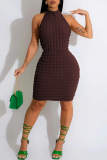 Green Sexy Solid Patchwork Halter Pencil Skirt Dresses