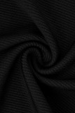 Черная повседневная спортивная одежда Однотонные лоскутные топы с U-образным вырезом