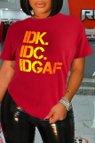 Camisetas casuales con cuello en O y letras de patchwork con estampado de calle negro