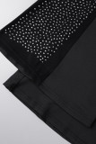 Zwart Casual Effen patchwork Doorzichtige rugloze schuine kraag Normale jumpsuits