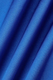 Blaue beiläufige feste Patchwork-Rollkragen-gerade Kleider