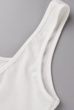 Vita Casual Sportswear Solid Patchwork Skinny Jumpsuits med U-hals