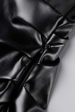Colletto obliquo senza schienale solido casual nero manica lunga due pezzi
