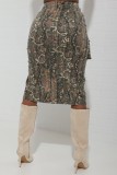 Многоцветный сексуальный повседневный принт в стиле пэчворк с разрезом асимметричный тощий с высокой талией обычные юбки с полным принтом