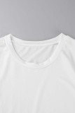 Witte Casual Solid Slit O Neck Tops