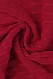 Красный повседневный однотонный лоскутный комбинезон на молнии с воротником-молнией, обычный комбинезон