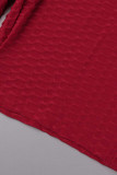 Pagliaccetti regolari con colletto con cerniera con cerniera patchwork solido casual rosso
