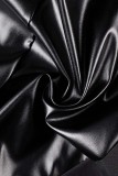 Colarinho oblíquo preto casual sólido sem encosto manga longa duas peças