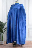 Robes droites décontractées à col roulé en patchwork uni bleu