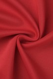 Röd Sexig Casual Solid Patchwork Rygglös dragkedja O-hals långärmade klänningar