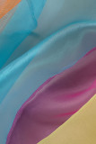 Tops à col rabattu transparents à boucle en patchwork uni de couleur décontractée