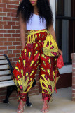 Rot Street Print Bandage Patchwork Loose High Waist Laterne Full Print Bottoms
