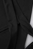Robes de jupe en une étape à col rond en patchwork élégant et décontracté noir