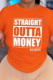 Oranje Street Basis T-shirts met letter O-hals