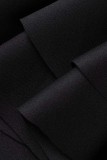 Svarta sexiga formella solida lapptäcken Rygglös aftonklänning med sned krage