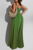 Green Sexy Casual Solid Backless Spaghetti Strap Regular Jumpsuits