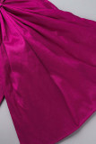 Rose Red Sexy Solid Patchwork con lazo sin tirantes Falda de un solo paso Vestidos de talla grande