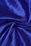 Koningsblauw Casual Solide Patchwork Rechte jurken met vouw O-hals