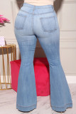 Jeans taglie forti strappati casual blu baby