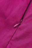 Rose Rouge Sexy Solide Patchwork Avec Noeud Bretelles Une Étape Jupe Robes De Grande Taille