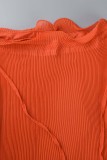Vestido de manga corta con cuello en O de patchwork sólido informal morado Vestidos