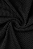 ブラック カジュアル スポーツウェア ソリッド パッチワーク スパゲッティ ストラップ スキニー ジャンプスーツ