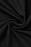 ブラック セクシー プリント パッチワーク シースルー O ネック ペンシル スカート プラス サイズ XNUMX ピース