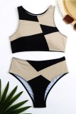 Green Sexy Patchwork Contrast Swimwears (With Paddings)