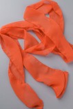 Orange Casual Solid Patchwork O-Ausschnitt Kurzarm Kleid Kleider