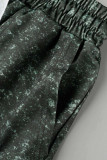 Abbigliamento sportivo casual nero Stampa Tie Dye Patchwork Scollo a U senza maniche Due pezzi