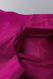 Rose rood sexy solide patchwork met strik strapless een stap rok grote maten jurken