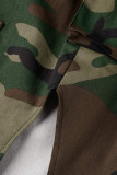 Camouflage Street Print Stampa mimetica Tasca patchwork Fessura Vita alta Pantaloni dritti con stampa completa