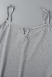 Pagliaccetti skinny con cinturino per spaghetti patchwork solido abbigliamento sportivo casual grigio