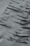 ブラック カジュアル ソリッド パッチワーク バックレス フード付き カラー ストレート プラスサイズ ドレス