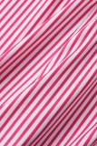 Розовый Повседневная Полосатый принт Пэчворк О-образный вырез Без рукавов Из двух частей