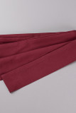 Бордовые повседневные однотонные повязки в стиле пэчворк с пряжкой и бисером, отложной воротник, прямые платья больших размеров