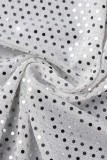 Witte sexy stevige bandage uitgeholde coltrui lange jurkjurken