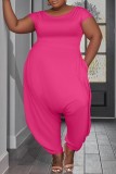Rood Casual Solid Basic O-hals Jumpsuits in grote maten
