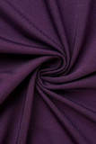Фиолетовое повседневное однотонное лоскутное асимметричное платье с V-образным вырезом Платья больших размеров