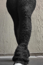 Bota preta casual patchwork sólido corte alto-falante de cintura alta fundo de cor sólida