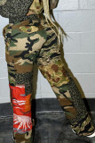Vert Casual Camouflage Print Patchwork Straight Wide Leg Full Print Bottoms