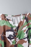Pantalon décontracté à imprimé camouflage décontracté vert armée