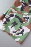 Gelb Casual Camouflage Print Patchwork Regular Konventionelle Full Print Hose