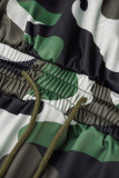 Camouflage Casual Print Patchwork V-hals Jurken met lange mouwen Grote maten
