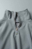Abrigo de talla grande con cuello alto y borlas sólidas vintage de moda gris oscuro