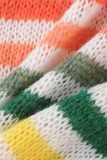 Kleur casual patchwork uitgeholde O-hals tops