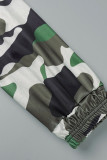 Camouflage Casual Print Patchwork V-hals Långärmad Plus Size Klänningar