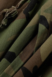 Camouflag grijs casual street camouflage print kwastje patchwork recht hoge taille rechte volledige print bodems