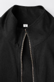 Svarta Casual Solid Patchwork Zipper Collar Regular Jumpsuits